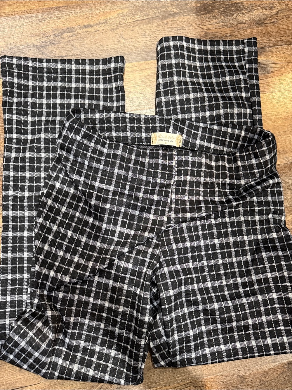 Altar'd State Black and White Plaid Cropped Wide-Leg Pants